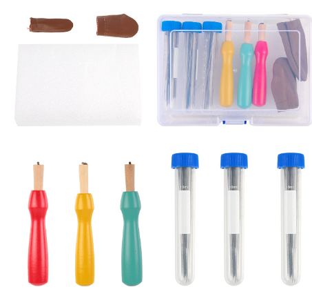 IMZAY vilnos vėlimo adatų rinkinys su putplasčio padu medinėmis rankenomis įrankių vėlimo adatos „pasidaryk pats“ rankų darbo įrankių priedai