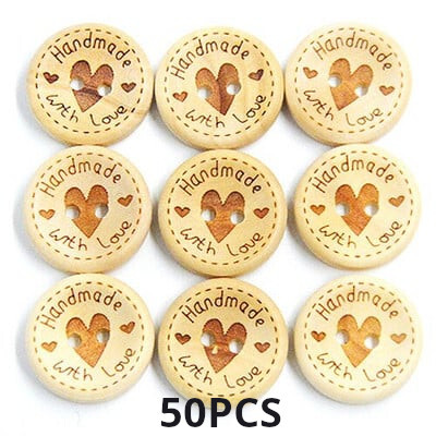 50/100Pcs Ξύλινα κουμπιά Διακόσμηση ρούχων Διακόσμηση γάμου Χειροποίητη επιστολή Love DIY Crafts Scrapbooking για αξεσουάρ ραπτικής