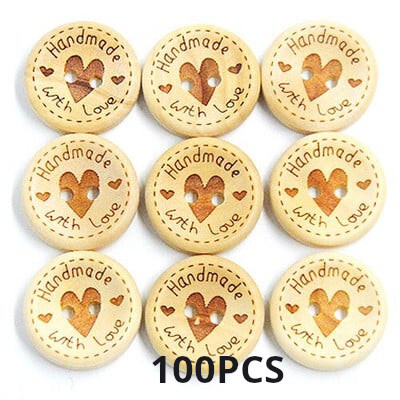50/100Pcs Ξύλινα κουμπιά Διακόσμηση ρούχων Διακόσμηση γάμου Χειροποίητη επιστολή Love DIY Crafts Scrapbooking για αξεσουάρ ραπτικής