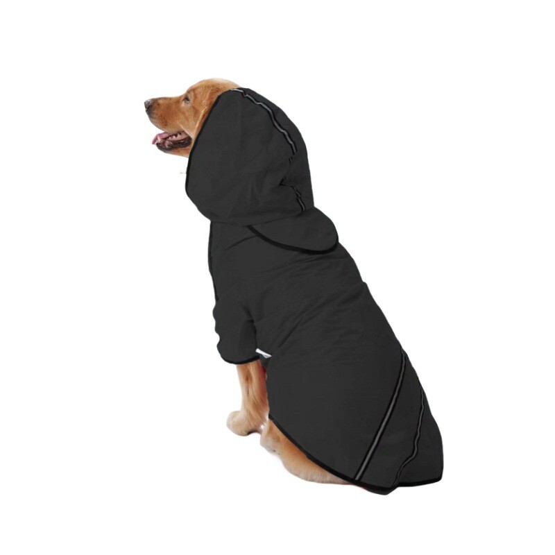 Suur koerte kapuutsiga vihmamantel suurtele koertele Must vihmamantel Labradori kombinesooni vihmakostüüm, vihmakate, helkur suur koera pontšo L