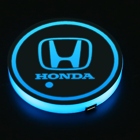 Лого на автомобила Led Atmosphere Light 7 цветни чаши Светещ държач за подложка за Honda Accord 2008-2014 2016 2018-2021 Автоаксесоари