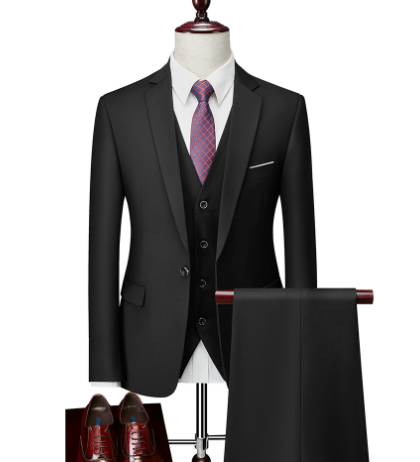 Ανδρικό επίσημο κοστούμι τριών τεμαχίων Peak διπλό πέτο κοστούμι για επαγγελματικούς λόγους (Blazer+γιλέκο+παντελόνι)