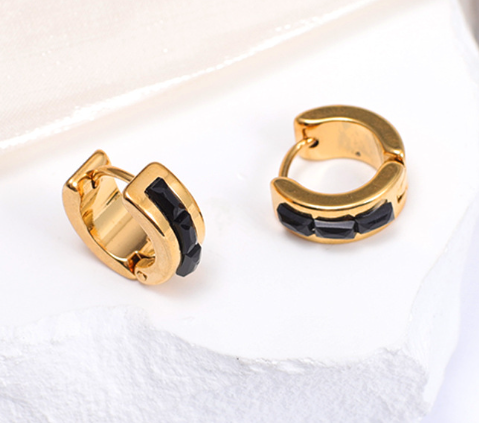 24 erinevat stiili valgest/värvilisest kivist titaanist/roostevabast terasest rõngaskõrvarõngad naistele meestele kullavärvi punk-kõrvarõngad kingitused