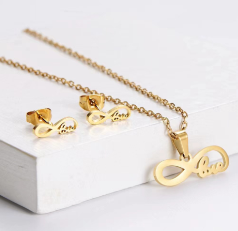 XUANHUA rozsdamentes acél ékszerkészlet női Vogue 2019 végtelen nyaklánc fülbevaló szett nagykereskedelme Tömeges ékszerkiegészítők