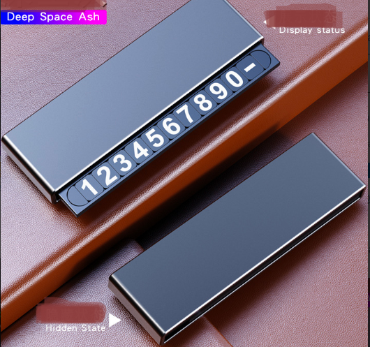 Egy kattintással elrejtett autó Ideiglenes parkolókártya telefonszám Ultra vékony fiók Elrejthető világító telefonszám rendszámtábla autótartozékok