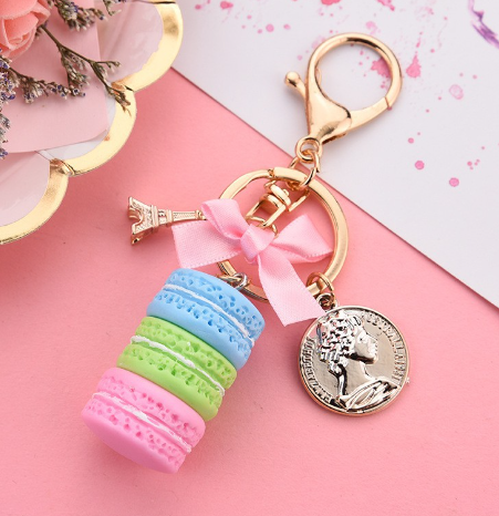 Naiste kook Võtmehoidja Mood Armsad prantsuse kondiitritooted Võtmehoidja Kott Charm Auto võtmehoidja Pulmapeo kingitus Ehted 17278
