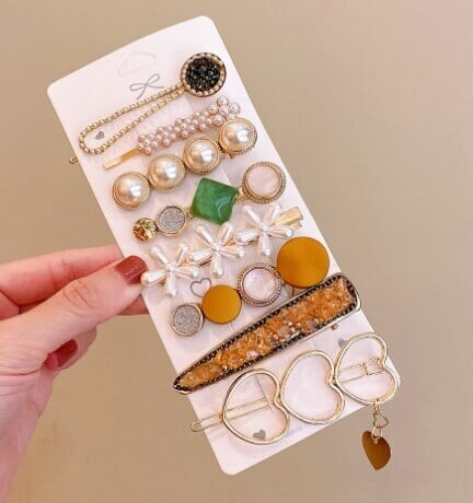 Set de agrafe de păr din cristal pentru femei, agrafe de păr cu perle dulci, agrafe pentru fete, accesorii de păr geometrice coreene, bijuterii 2022, accesorii pentru cap