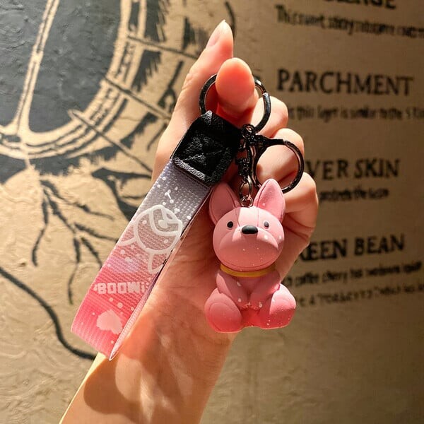 Breloc drăguț de câine francez punk, păpușă buldog din desene animate, pandantiv breloc geantă, accesorii pentru cuplu, bijuterii pentru bărbați, cadou