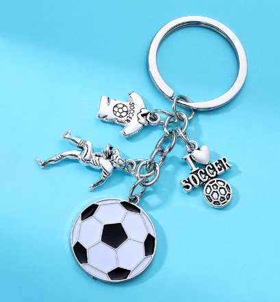 Breloc metalic emailat I Love Fotbalul Pantofii de gimnastica Fotbal Breloc Sport Breloc pentru sportivi Cadouri pentru bărbați Bijuterii lucrate manual DIY