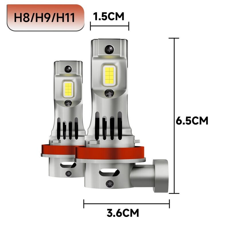OXILAM 2 buc H8 LED Fara fara erori H11 60W 9005 9006 9012 HB3 HB4 HIR2 12V CSP H9 H16 Turbo 16000LM 6500K LED far auto