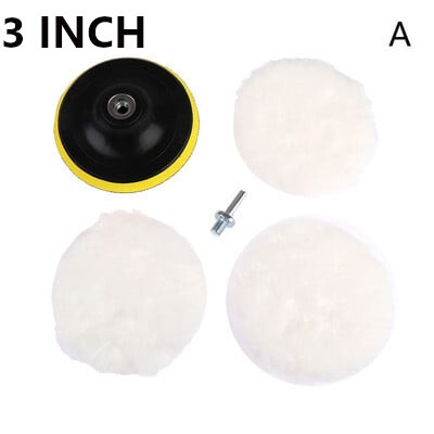 Set de 5 bucăți de tampon de lustruit pentru lână Instrument pentru roată de lustruit 3/4 inch Kit de discuri de lustruit pentru găurit pentru șlefuitor auto Îngrijirea vopselei cu ceară