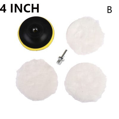 Set de 5 bucăți de tampon de lustruit pentru lână Instrument pentru roată de lustruit 3/4 inch Kit de discuri de lustruit pentru găurit pentru șlefuitor auto Îngrijirea vopselei cu ceară