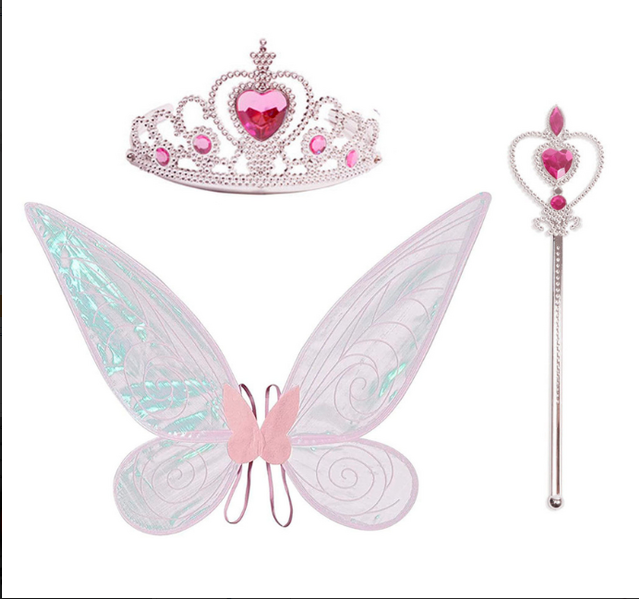 Kid Girls Anime Princess Cosplay Kostim Češljevi za kosu Kruna Čarobni štapići Vilinski štapić Princess Crown Set žezla s krilima leptira