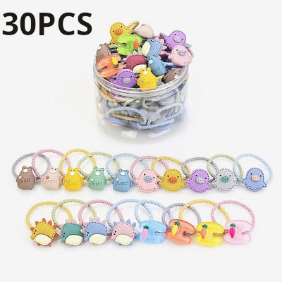 30 KOM/Set Elastične gumene trake za kosu gumene trake Pokrivala za glavu za djecu Putovanje Igranje crtića Životinje Ukrasi za glavu