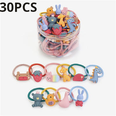 30 KOM/Set Elastične gumene trake za kosu gumene trake Pokrivala za glavu za djecu Putovanje Igranje crtića Životinje Ukrasi za glavu
