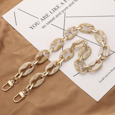 Modes sieviešu rokassomu aksesuāru ķēdes Melns bēšs dzintara krāsas metāls, noņemams sveķu luksusa siksna, sieviešu sajūga plecu soma ķēde