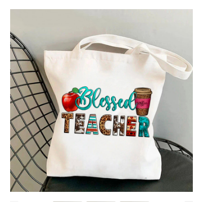 Geantă de mână pentru femei, super profesor, cu imprimeu leopard, kawaii, Harajuku, cumpărături, pânză, rechizite pentru profesori, geantă Tote, geantă de umăr