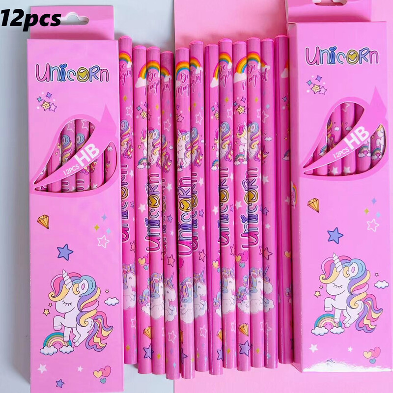 12 bucăți/set drăguț Kawaii desene animate unicorn creion HB articole de schiță papetărie de desen rechizite de birou pentru studenți cadou pentru copii
