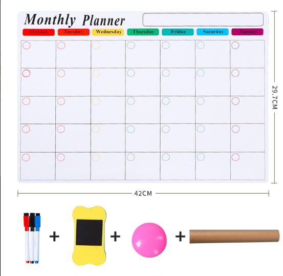 12 stilių magnetinė mėnesio ir savaitės planavimo lenta Šaldytuvo magnetas Lankstus pranešimų brėžinys Šaldytuvo skelbimų lenta