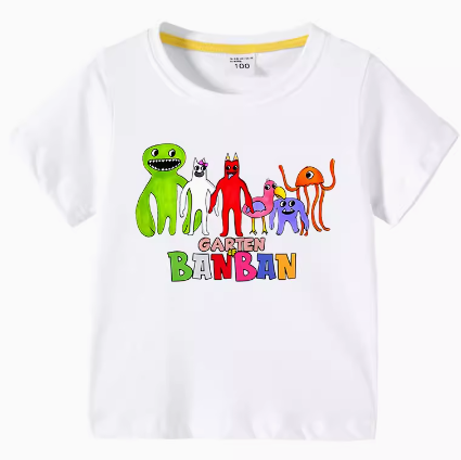 Hot Game Garten of Banban Print Cartoon Детска тениска Дрехи за момичета Бебешки момчета Черна тениска с къс ръкав Детски блузи, TH5846