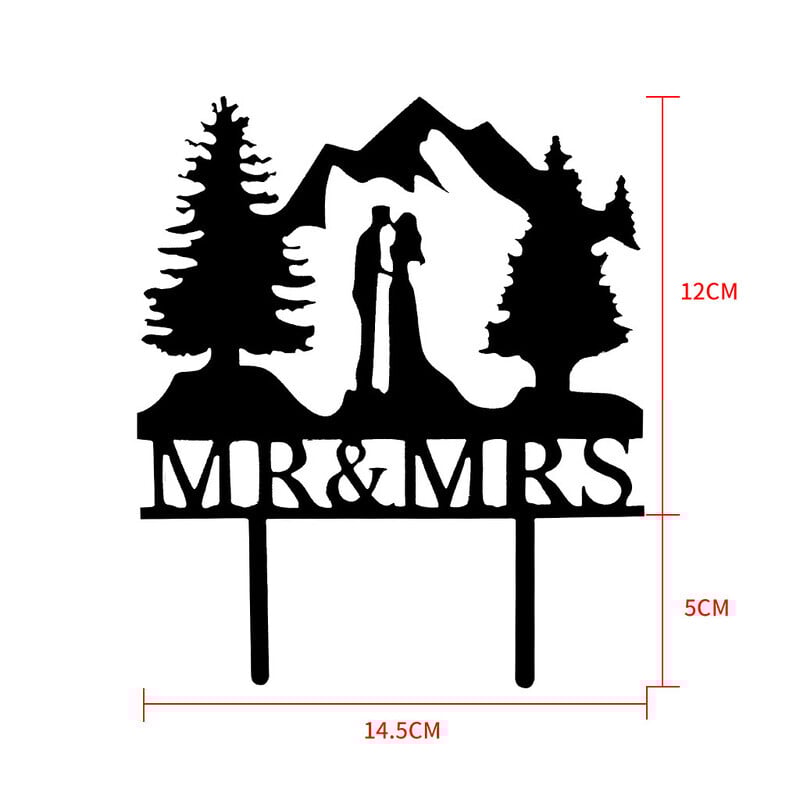 Kalnų lauko vestuvinis tortas Topper Backpacking stovyklavimas Nuotaka ir jaunikis Žygiai Kelionės Vakarėlis Sužadėtuvės Medžio akrilo dekoravimas