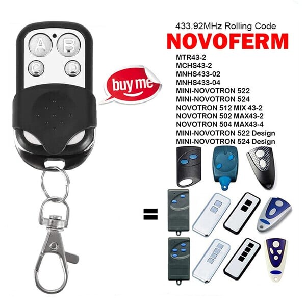 За NOVOFERM NOVOTRON 502 MAX43-2 MNHS433-02 Подмяна на дистанционно управление за гаражна врата 433.92MHz Rolling Code