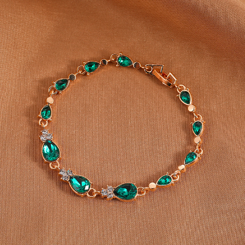 Sieviešu modes apzeltīts ūdens piliens, 5 krāsu CZ Stones, rokassprādzes un rokassprādzes, juvelierizstrādājumu vairumtirdzniecība