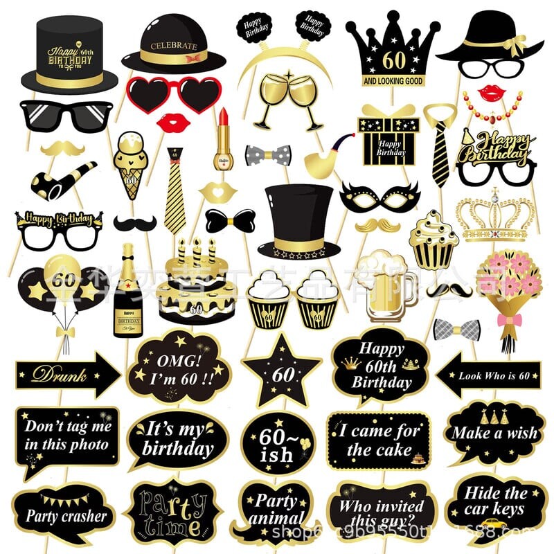 Chicinlife 1 komplekts 30. 50. 60. foto kabīnes rekvizīti vīrietim, sievietei dzimšanas dienas ballītes noformējums pieaugušajiem 30 gadu jubilejai, smieklīgi rekvizītu piederumi