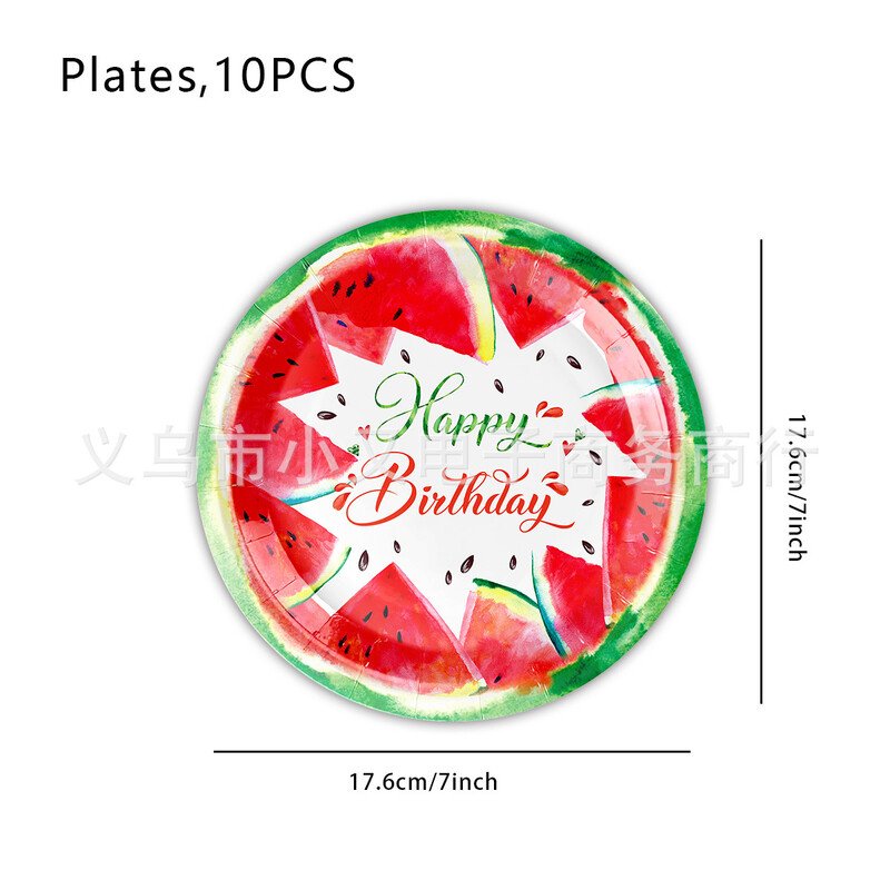 Arbūzu ballītes galda piederumi Vienreizējās lietošanas salvetes Papīra šķīvji Krūzes Vasaras meiteņu 1. dzimšanas dienas bērnu duša Arbūzu ballītes piederumi