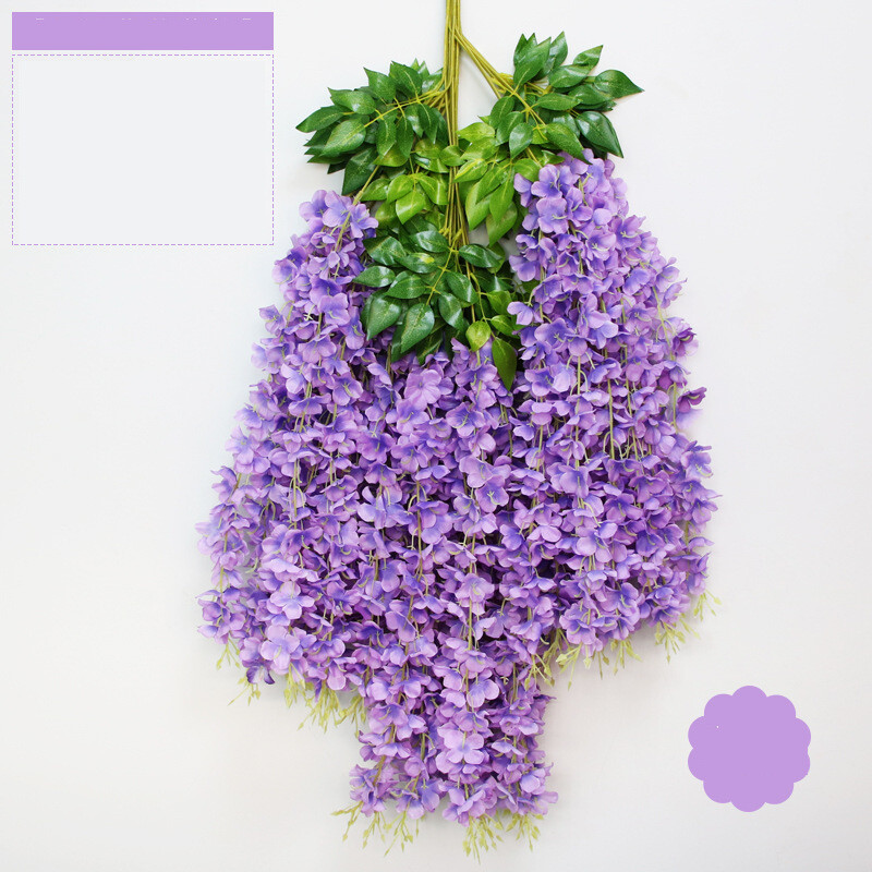 Wisteria kunstlilleviinapuud pulmade kodukaunistamise tarbed siidist luuderotangist seina aiakaunistuseks võltslilled