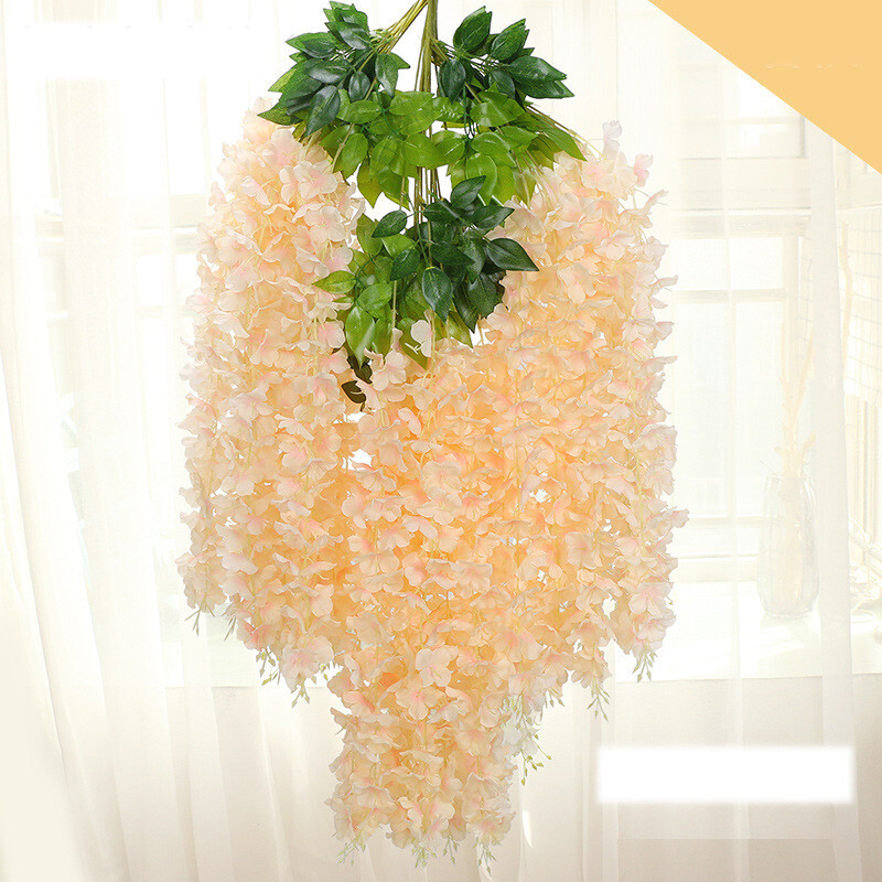 Wisteria Viță de vie cu flori artificiale pentru nuntă, furnituri pentru decorarea casei, mătase iedera ratan pentru fundal, perete, grădină, flori false