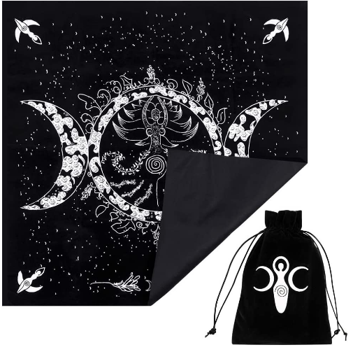 Trigubos mėnulio fazės Astrologija Taro kortos Būrimo staltiesė 19"×19" su Taro maišeliu Altoriaus taro audeklu