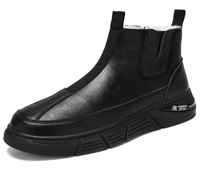 Modne sive čizme Chelsea s platformom Muške trendi visoke muške kožne čizme na navlačenje Ležerne udobne neklizajuće muške gležnjače