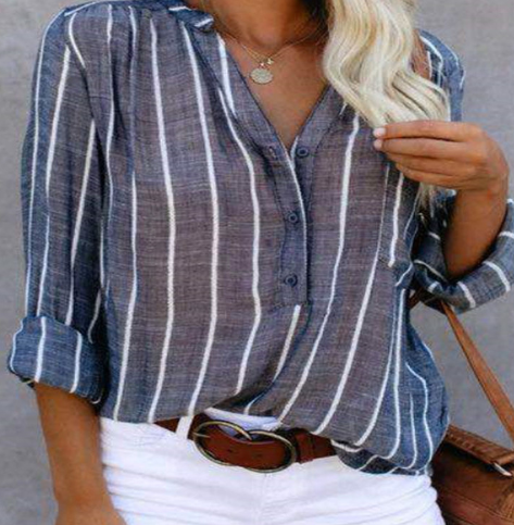 Casual χαλαρά ριγέ πουκάμισα για γυναίκες 2023 Vintage φθινόπωρο Γυναικεία υπερμεγέθη πουκάμισα και μπλούζες Μόδα Κομψά νεανικά γυναικεία μπλουζάκια