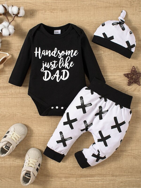 Νήπιο 0-24 μηνών Παιδικό μωρό αγόρι 3 τεμ Σετ ρούχων Νεογέννητο βρέφος αγόρια Βαμβακερά μπλουζάκια Romper Παντελόνια κολάν Ρούχα