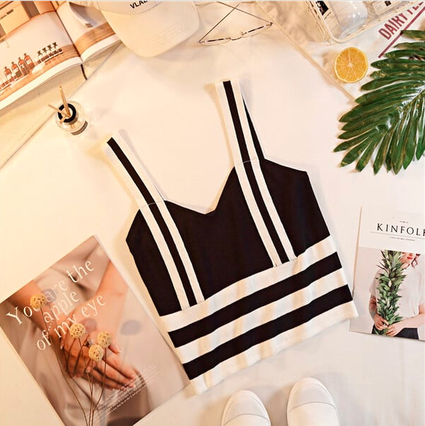 Maieu scurt de damă alb-negru