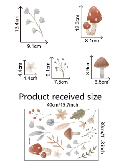 Boho animacinių filmų grybų šakelės lapai gėlių raštų sienų lipdukai, skirti vaikų kambariui, kūdikių darželiui, namų dekoravimui, interjero lipdukai