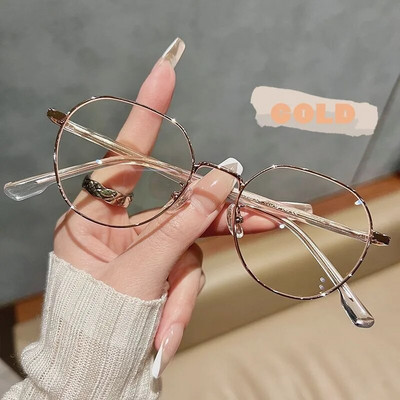 Korejiešu stila apaļas lasīšanas brilles datora rāmis sakausējums sievietēm Prebyopia Anti Blue Light Brilles Brilles 0 +1,5 +2 +2,5 +3