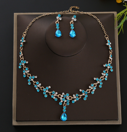 Pruudi ehtekomplektid naistele Luksuslik kaelakee kõrvarõngaste komplekt pulmadeks pruudi ehtekomplektid balli kostüümide tarvikud