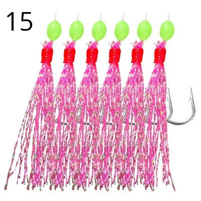 Sabiki Rigs 6tk Konksud Merevee kalapüügi landid Luminous Glow Flash Fishskin Sea Bait Makrell Pesca Tackle