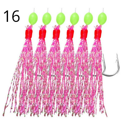 Sabiki Rigs 6tk Konksud Merevee kalapüügi landid Luminous Glow Flash Fishskin Sea Bait Makrell Pesca Tackle