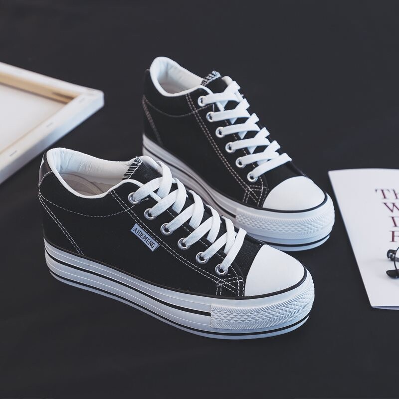 Comemore Άνοιξη 2022 Γυναικεία παπούτσια με εσωτερικό αυξανόμενο ύψος σε καμβά Wedge Trainers Γυναικεία πάνινα παπούτσια Γυναικεία αθλητικά παπούτσια με χοντρό κάτω μέρος