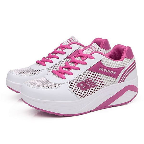 Дамски мрежести маратонки на платформа в три цвята