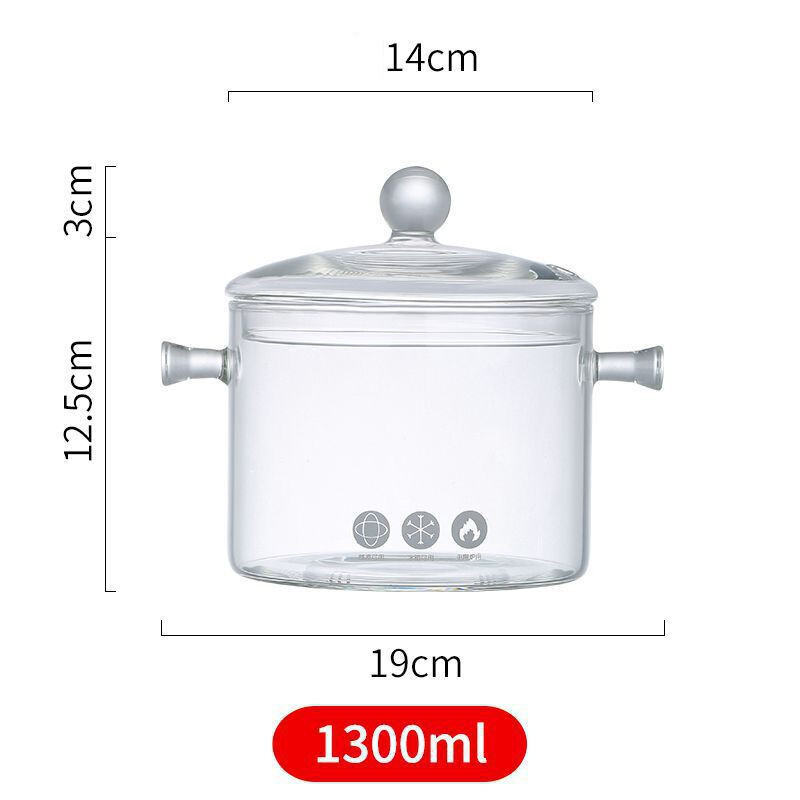 Stiklinis puodas Didelis puodas Buitinis dangtis Aukšto borosilikato permatomos skaidrios keptuvės