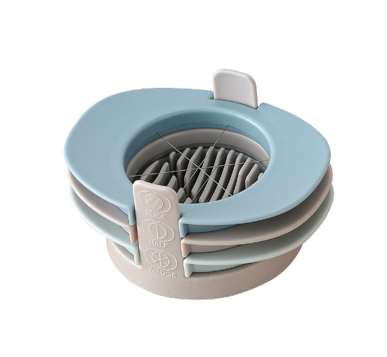 Kiaušinių pjaustyklė, 3 viename virtų kiaušinių pjaustytuvas su nerūdijančio plieno pjovimo laidais, kiaušinius supjaustykite plonais griežinėliais