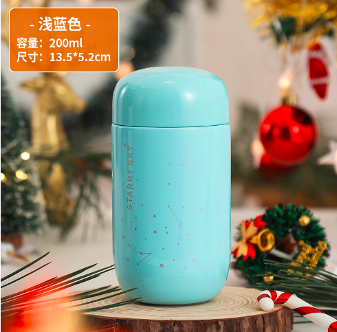 Sticle termoizolante de 200 ml, mini cană de cafea rezistentă la scurgeri, din oțel inoxidabil 304, drăguț cu două straturi, ceașcă cu apă