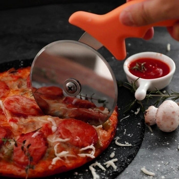 Нов нож за пица нож от неръждаема стомана Нож за пица за пица пай вафли и тесто Бисквитки Инструмент за торта Колела за пица Кухненски инструменти