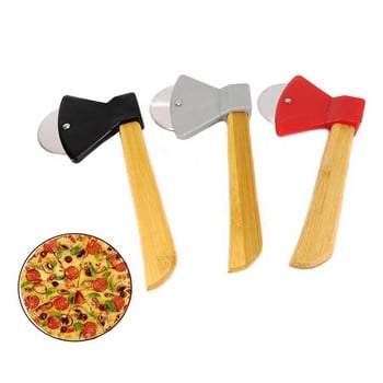 Εργαλείο κοπής κουζίνας σπιτιού με περιστρεφόμενη λεπίδα πίτσας με λαβή μπαμπού