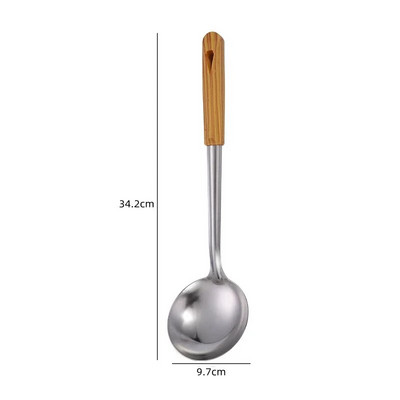 Posuđe od nehrđajućeg čelika Neprianjajuća lopatica za pecivo Drvena drška Žlica za juhu Žlica za vruću posudu Cjedilo Kuhinjski pribor za kuhanje