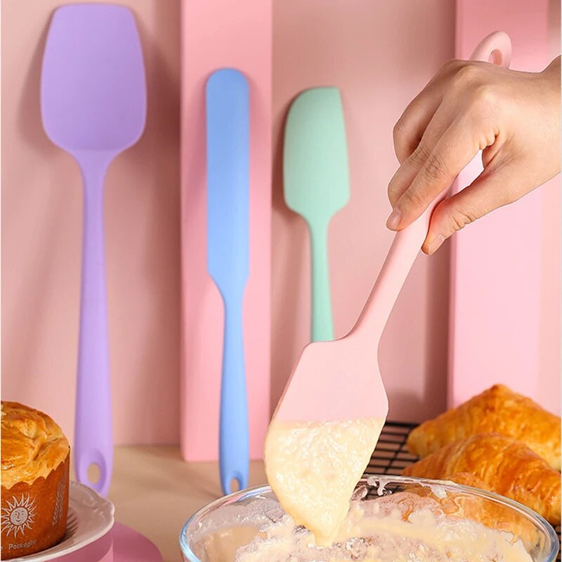 4 gab./komplekts virtuves silikona krēmkrāsas lāpstiņa sviesta šokolādes salātu skrāpis mikseris Nepiedegošs mīklas kūku konditorejas izstrādājumu blenderis Virtuves piederumi